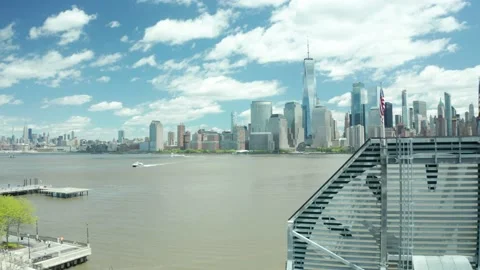 Freedom Tower from behind the Colgate Clock Stock Footage 229435983