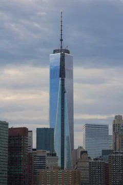 Freedom Tower Construction at Dusk Stock Photos