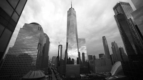 Freedom Tower loop Establishing shot New York Stock Footage 95159442