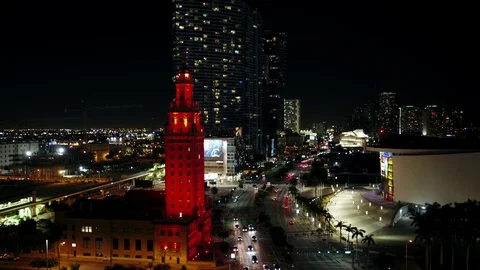 Freedom Tower Miami Pan Up Stock Footage 75347865