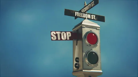 Freedom Vs Security Traffic Light Video stock 238902062