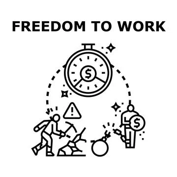 Freedom to work concept with people achieving financial liberation Stock Illustration