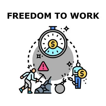 Freedom to work concept with people achieving financial liberation Stock Illustration