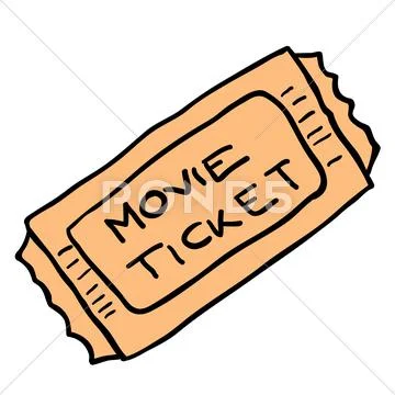 Freehand cartoon movie ticket Stock Illustration