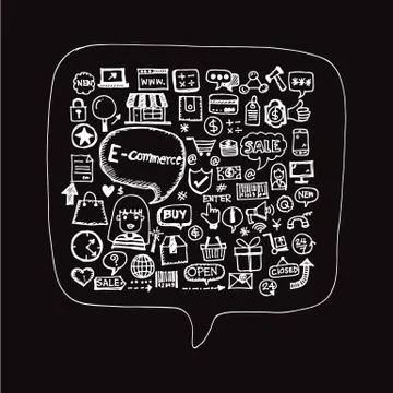 Freehand drawing E-commerce shopping Illustration design Stock Illustration