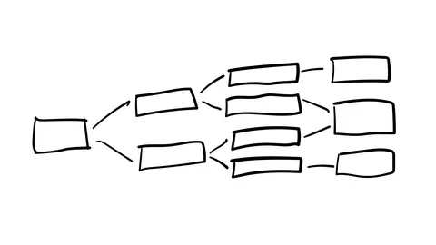 A freehand drawing infographic element - a horizontal branching scheme. Stock Footage 111053775