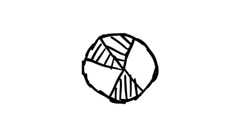 Freehand drawing infographic element - a round chart with shaded sectors. Stock-Footage 111055489