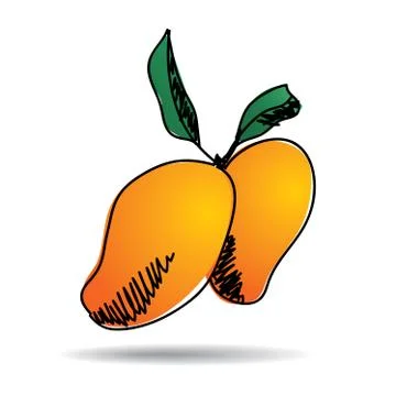 Freehand drawing mango icon Stock Illustration