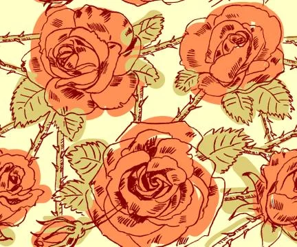 Freehand drawing roses 스톡 일러스트