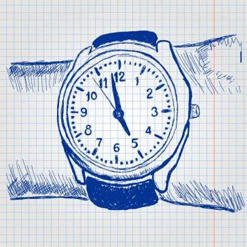 Freehand Drawing Watch Stock Illustration