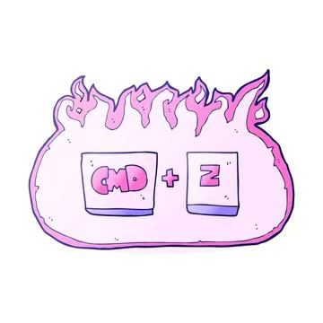 Freehand drawn cartoon command Z function in bright neon color イラスト素材