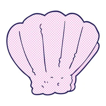 Freehand drawn cartoon shell in bright neon color Stock Illustration
