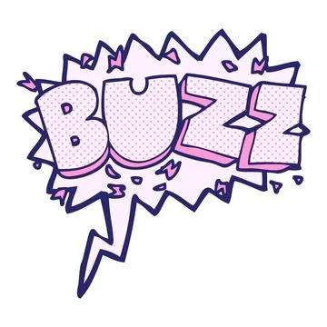 Freehand drawn comic book speech bubble cartoon buzz symbol in bright neon .. Stock Illustration