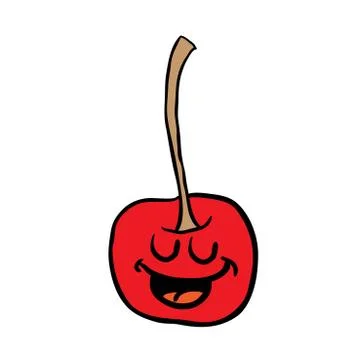 Freehand drawn happy cherry Illustrazione stock