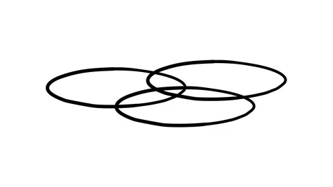 A freehand drawn infographic element - three intersecting circles on a plane. Stock Footage 111039606