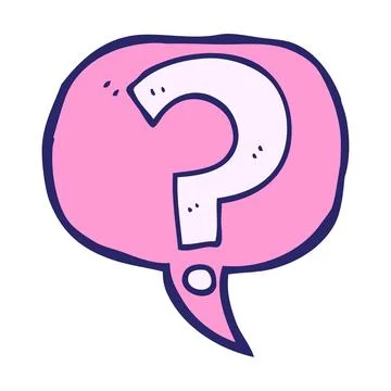 Freehand drawn speech bubble cartoon question mark in bright neon color Stock Illustration