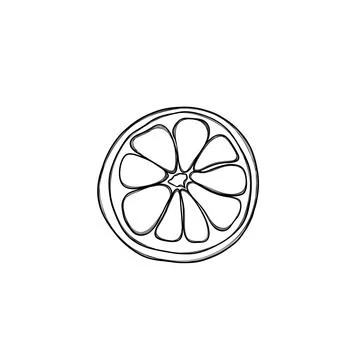 Freehand sketch of an orange slice. template for autumn sticker Stock Illustration