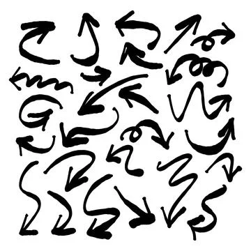 Freehand thick arrow set vector illustration sketch hand drawn with black lin Stock Illustration