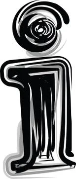 Freehand typography letter i Stock Illustration