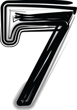 Freehand typography number 7 Illustrazione stock