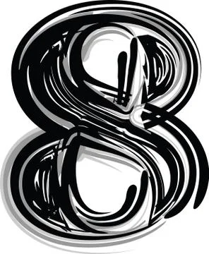 Freehand typography number 8 Stock Illustration