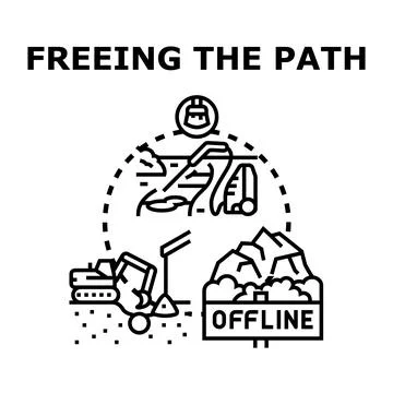 Freeing a path from obstacles vector illustration Иллюстрация
