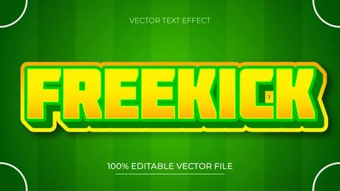 Freekick 3d editable text effect with green and yellow color Stock Illustration