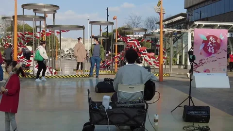 Freelance artists performing in the square Video stock 253218516