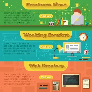 Freelance banner set 스톡 일러스트