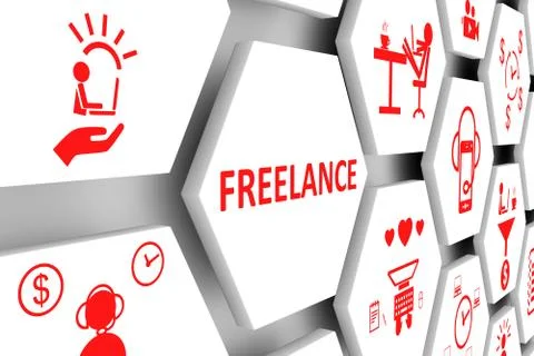 FREELANCE concept cell background 3d illustration Stock Illustration