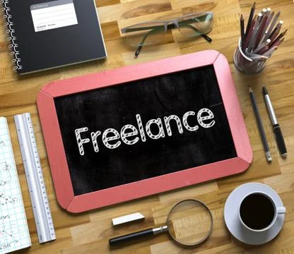 Freelance Concept on Small Chalkboard. 3D Stock Illustration