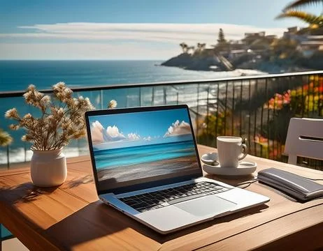 Freelance concept. Work remotely and have fun. Stock Photos