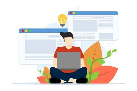 Freelance designer performs site analytics Stock Illustration