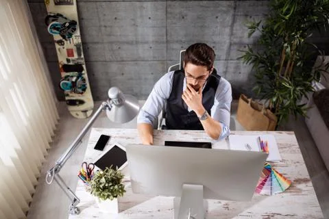 Freelance developer and designer working. Stock Photos