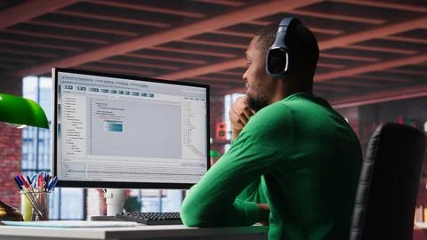 Freelance developer writing code in a modern programming language 写真素材
