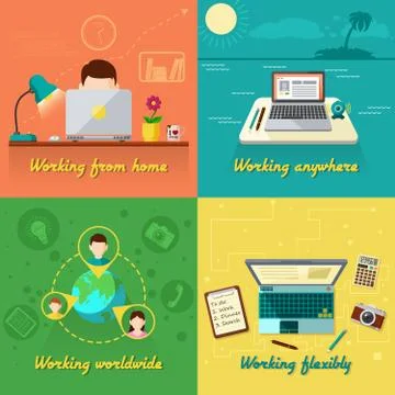 Freelance flat set Illustrazione stock