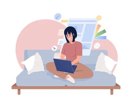 Freelance graphic designer 2D vector isolated illustration Stockillustratie