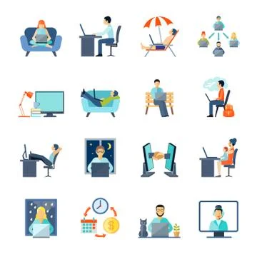 Freelance Icons Set Illustration