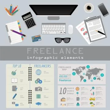 Freelance infographic template. Set elements for creating you own infographic イラスト素材