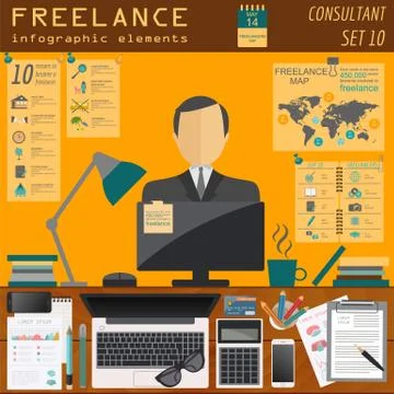 Freelance infographic template. Set elements for creating you own infographic Stock Illustration