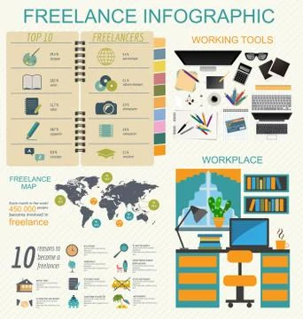 Freelance infographic template. Set elements for creating you own infographic Stock Illustration