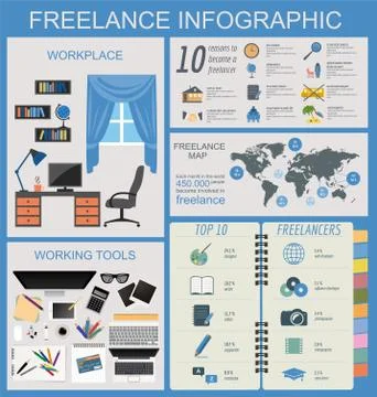 Freelance infographic template. Set elements for creating you own infographic Stock Illustration