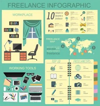 Freelance infographic template. Set elements for creating you own infographic Stock Illustration