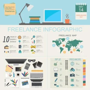 Freelance infographic template. Set elements for creating you own infographic Stock Illustration