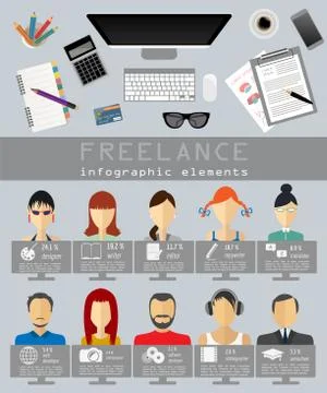 Freelance infographic template. Set elements for creating you own infographic Stockillustratie