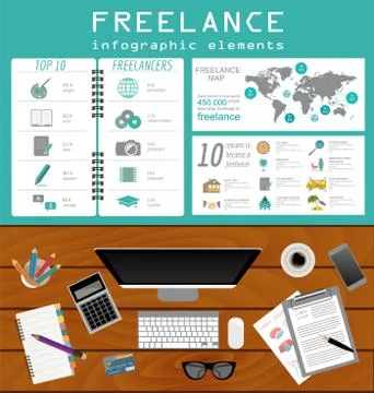 Freelance infographic template. Set elements for creating you own infographic Stock Illustration