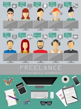 Freelance infographic template. Set elements for creating you own infographic Stockillustratie