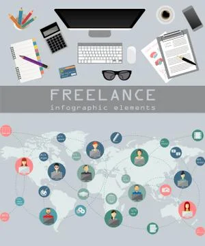 Freelance infographic template. Set elements for creating you own infographic Stock Illustration