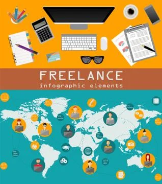 Freelance infographic template. Set elements for creating you own infographic Stockillustratie