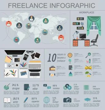Freelance infographic template. Set elements for creating you own infographic Stock Illustration